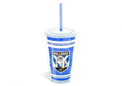 Canterbury Bulldogs Plastic Tumbler Cup with Lid & Straw