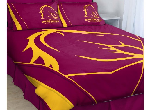 Queen & King Bed Single Double Brisbane Broncos NRL Pillow Quilt Cover Set 