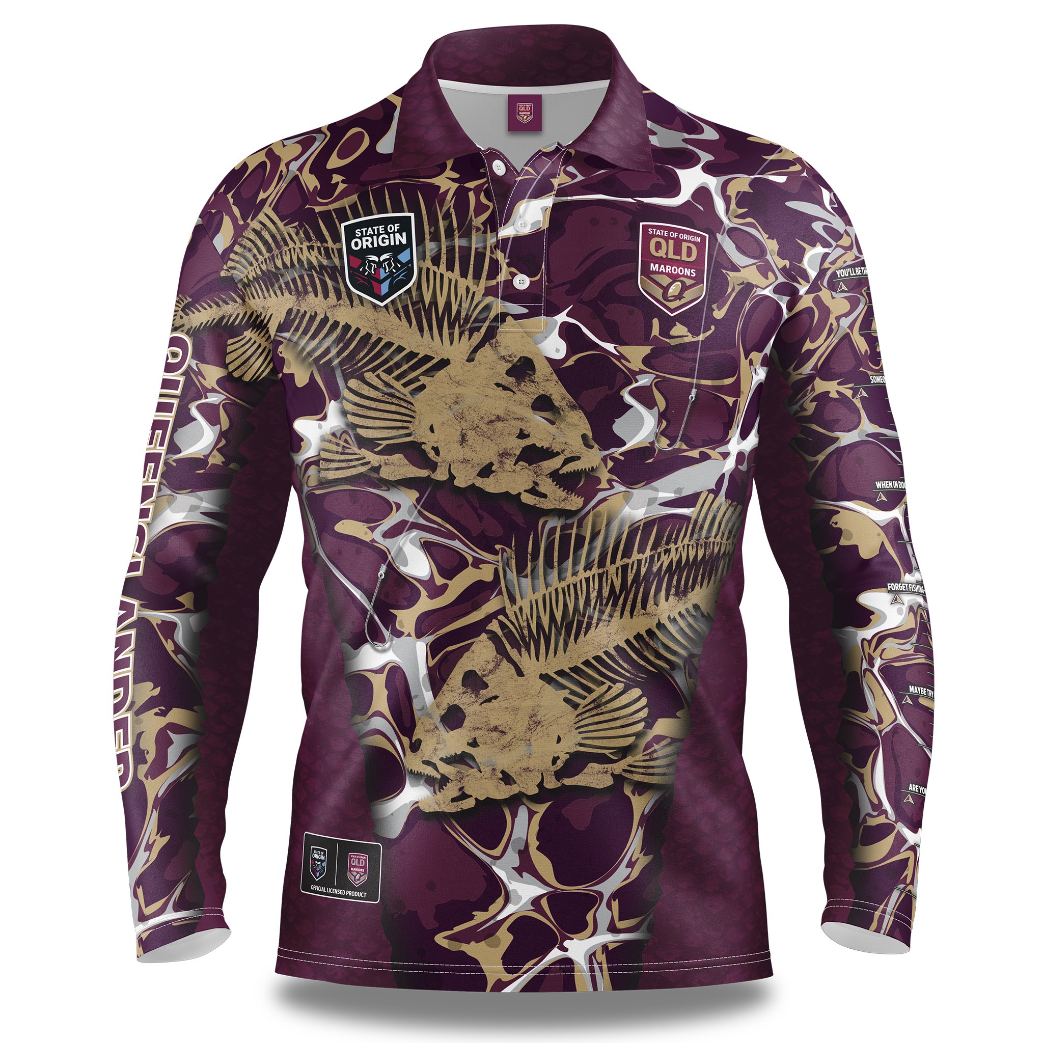 QLD SOO Adults ‘Skeletor’ Fishing Shirt Footy Focus