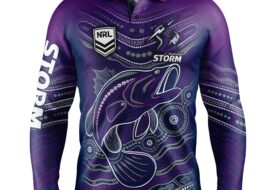 Melbourne Storm Adults 'Jumping Barra' Fishing Shirt